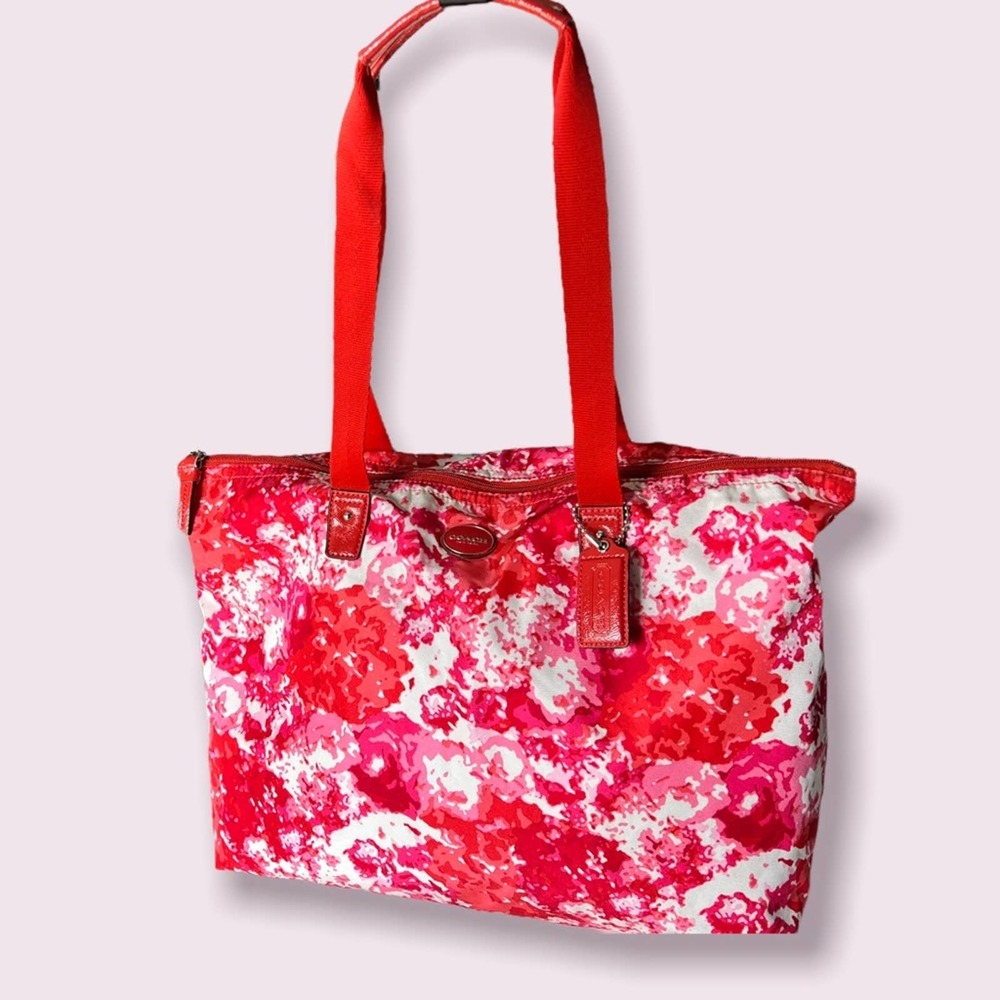 Coach F31441 Nylon Get Away Floral Print Large Packable Tote Shoulder Bag